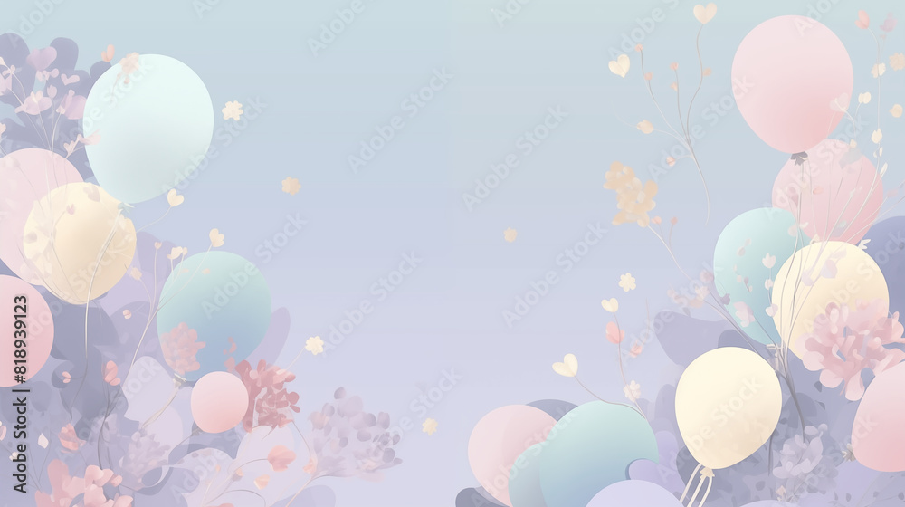 Birthday wallpaper with flowers and balloons