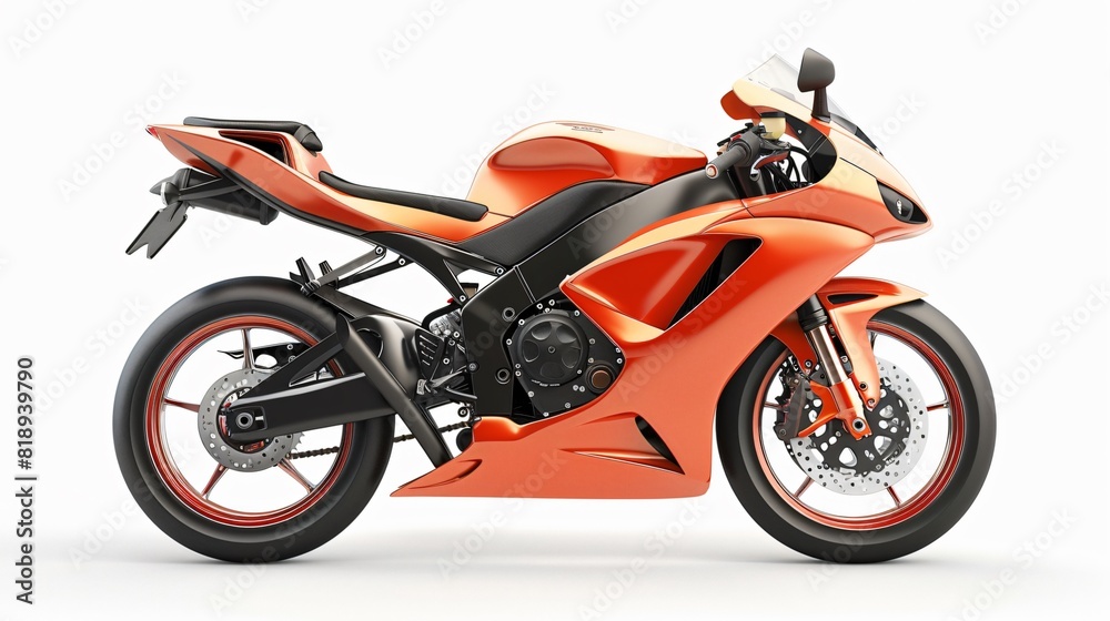 A sleek orange and black motorcycle