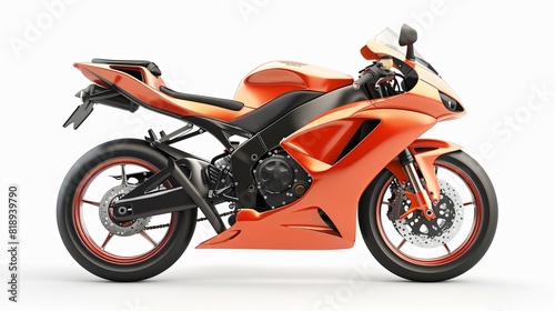 A sleek orange and black motorcycle photo