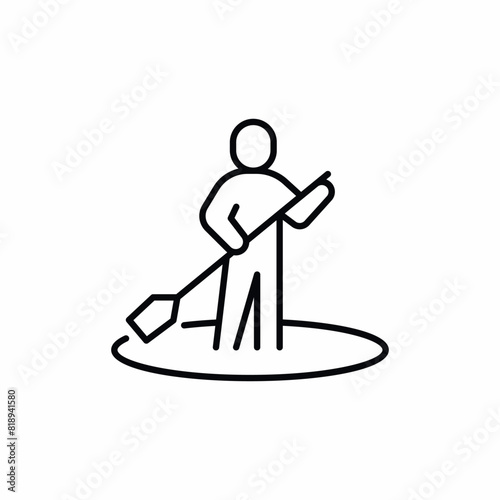 surfboard paddle swim sea icon