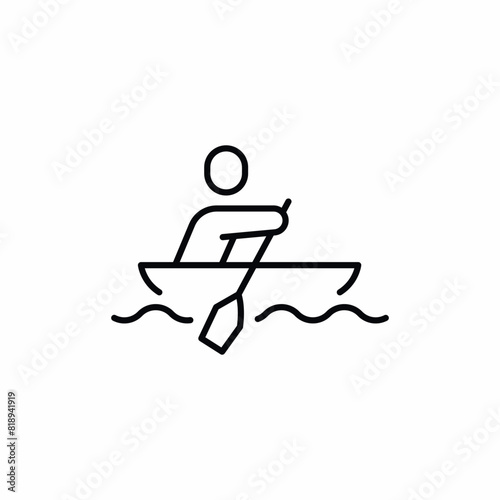 boat kayak paddle sea icon