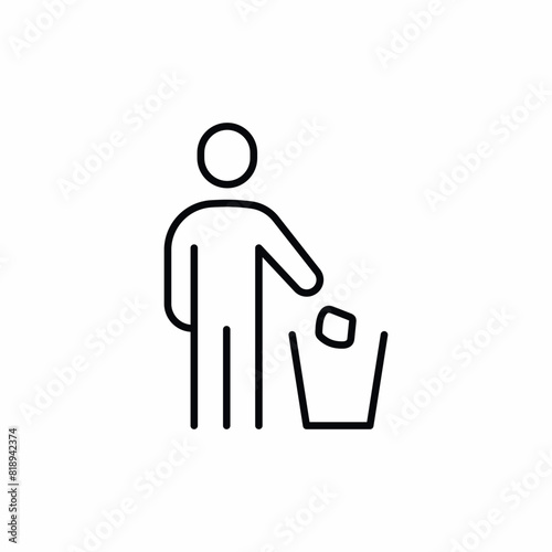 throw trash in the trash can sign icon