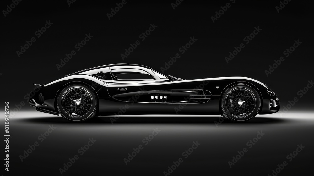 Fototapeta premium The black supercar is sleek and powerful.