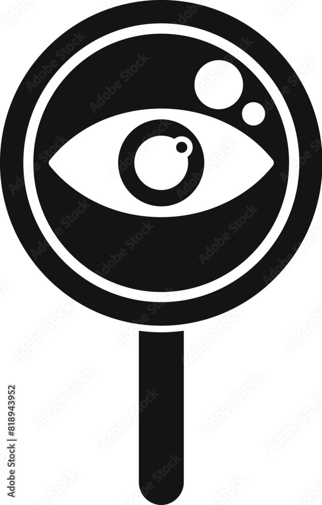 Black and white icon featuring an eye within a magnifying glass, symbolizing search and focus Black and white icon featuring an eye within a magnifying glass, symbolizing search and focus