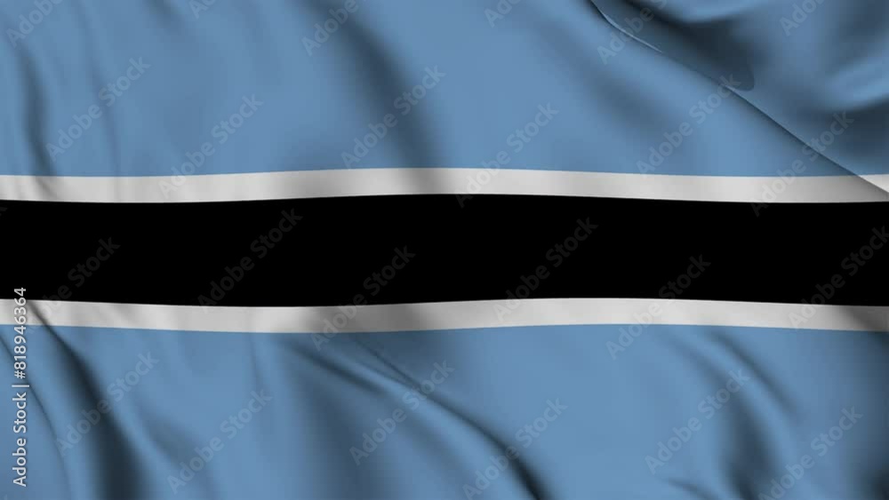Botswana Flag Waving Animation seamless loop. 4k