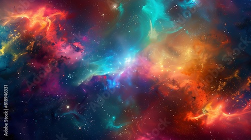 Vibrant Nebula Swirling in Deep Space  Stunning Cosmic Clouds of Gas and Dust Illuminate the Universe with Brilliant Colors and Intricate Patterns - Perfect for Astronomy and Science Themes