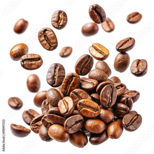 Coffee beans heap on white background