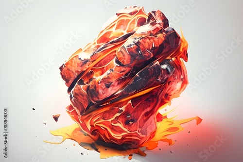 Beef Form Illustrated in Highcontrast Watercolor Style with Pencil Sketch Technique