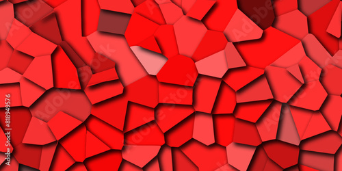 Abstract black and red broken stained glass background design with line. geometric pattern with 3d shapes vector Illustration. Red broken wall paper in decoration