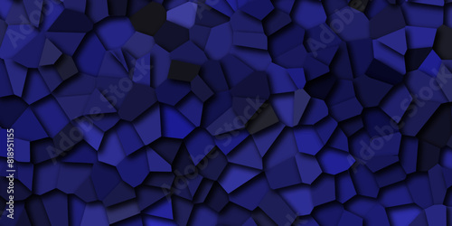 Abstract black and blue broken stained glass background design with line. geometric pattern with 3d shapes vector Illustration. Blue broken wall paper in decoration