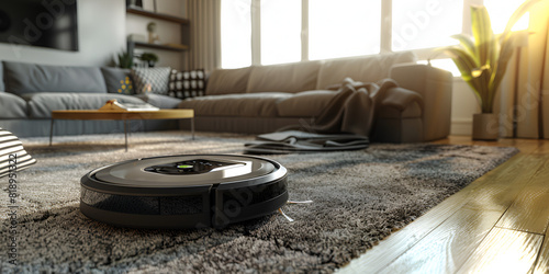 Living room innovation Self propelled robot vacuum cleaner smartly cleans independently,
 photo