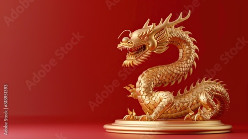 Dragon 3D chinese year gold new lunar cny podium happy background  © Ali Clicks