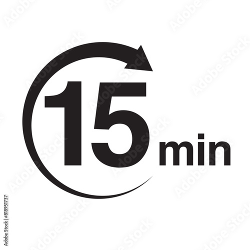 15 minute arrow timer icon vector illustration eps