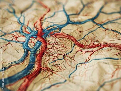 Anatomical Study of the Human Vascular Network A Classic HandDrawn Emphasizing Intricate Flow Pathways