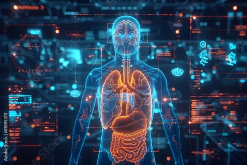 Intricate Human Circulatory Network A Technical of Oxygenated and Deoxygenated Blood Flow through Heart Lungs and Body photo