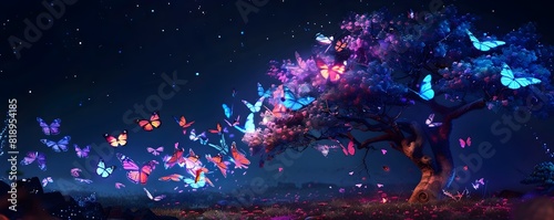 Glowing Neon Butterflies Fo...