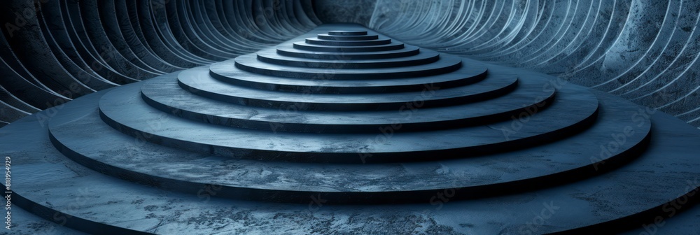 A very long row of steps stretching into the distance in a tunnel A very long row of steps stretching into the distance in a tunnel