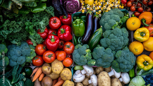 The vegetables for making the salad are spread out on the table  featuring fresh and colorful ingredients like tomatoes  cucumbers  and leafy greens.  