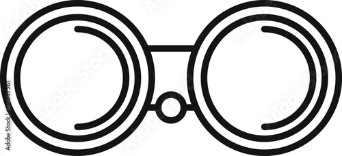Black and white line art of binoculars suitable for icons, decals, and design elements