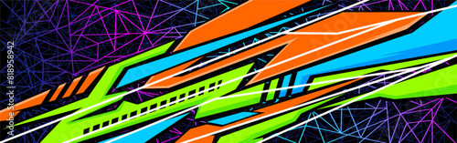 Abstract Car decal design vector. Graphic abstract stripe racing background kit designs for wrap vehicle, race car, rally, adventure and livery	