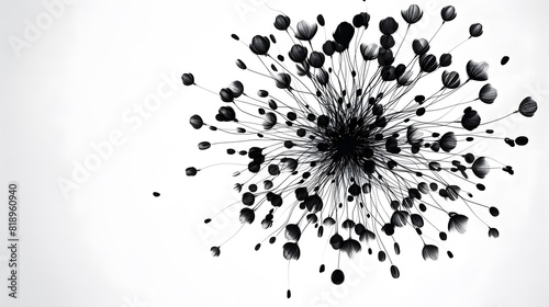 Abstract flower silhouette crafted from countless tiny petals, isolated on a pristine white background photo
