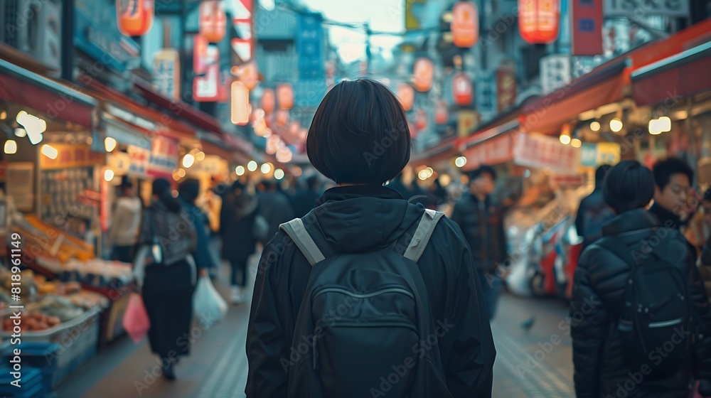 Lost in the Crowd - Person in Busy Market with Puzzled Expression and Sensory Overload Lost in the Crowd - Person in Busy Market with Puzzled Expression and Sensory Overload