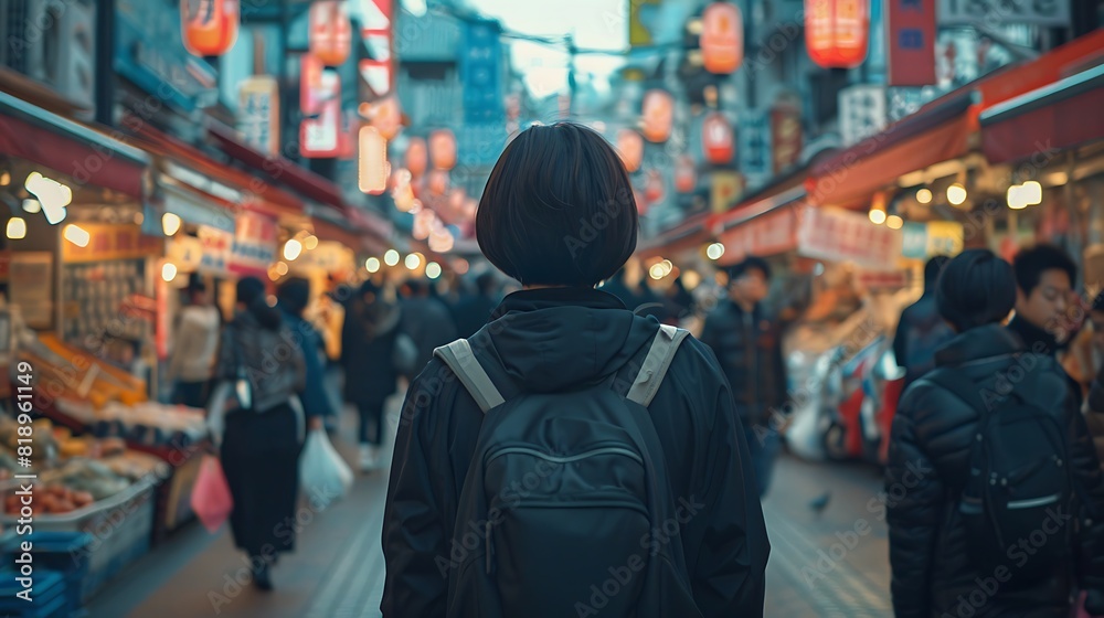 Lost in the Crowd - Person in Busy Market with Puzzled Expression and Sensory Overload