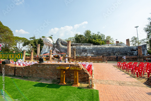 white Buddha Wat Khun Inthapramun in Ang Thong photo