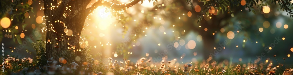 Obraz premium Whimsical Summer Evening Light. With Copy Space, Abstract Background