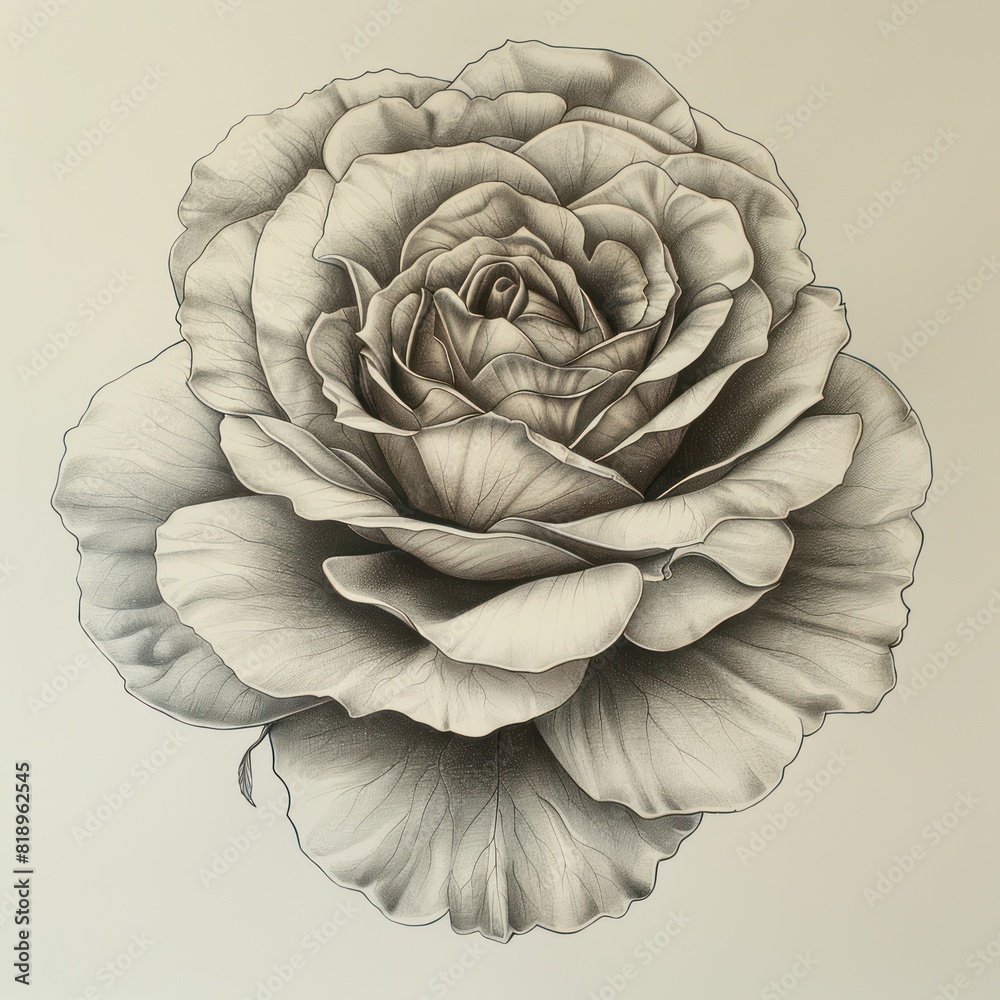 Obraz premium Drawing of a rose with thin lines. Illustration with isolated background