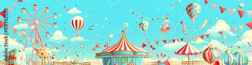 Whimsical Summer Fair Patterns. With Copy Space, Abstract Background