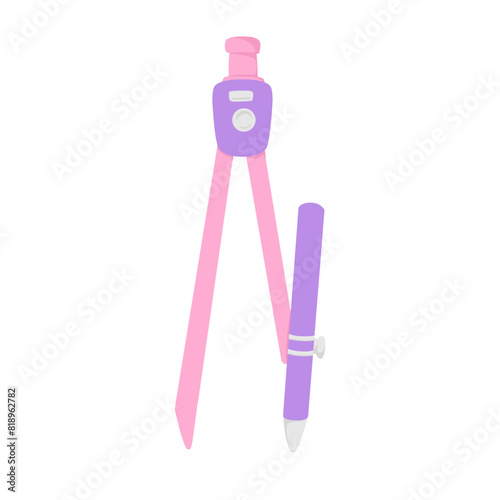 pink pencil and ruler compas drawing illustration school stuf