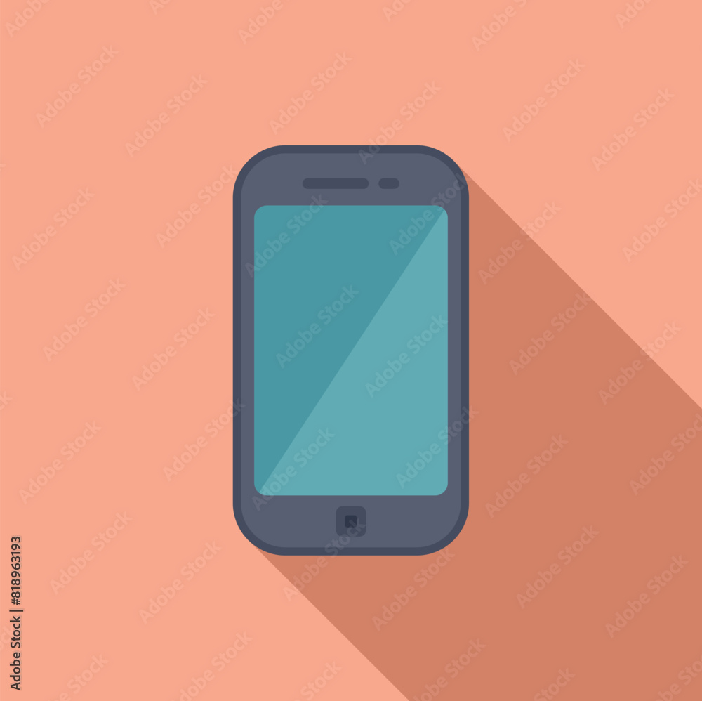 Modern flat design of a smartphone icon with a long shadow effect on a warm background Modern flat design of a smartphone icon with a long shadow effect on a warm background