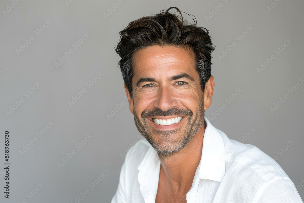 portrait of a handsome bearded man in his 50s portrait of a handsome bearded man in his 50s