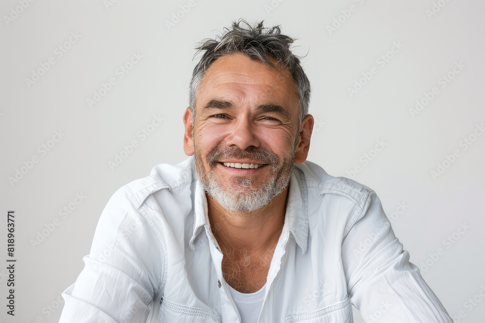 portrait of a smiling bearded man in his 50s portrait of a smiling bearded man in his 50s