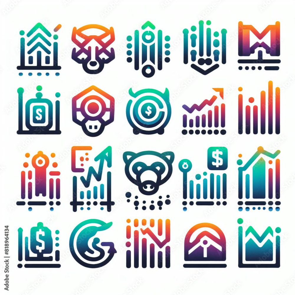 Fototapeta premium icons related to investing and trading