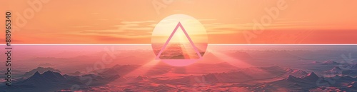 Geometric Shapes Inspired By A Summer Sunset. With Copy Space  Abstract Background