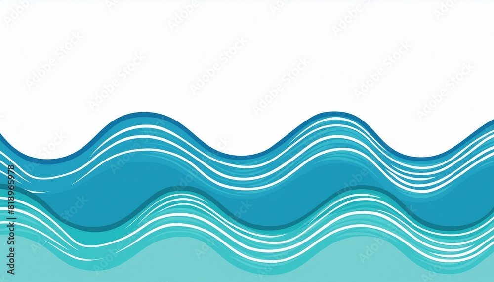 ocean water wave copy space for text. Isolated blue, teal, turquoise happy cartoon wave for pool party or ocean beach travel. Web banner, backdrop, background ocean water wave copy space for text. Isolated blue, teal, turquoise happy cartoon wave for pool party or ocean beach travel. Web banner, backdrop, background