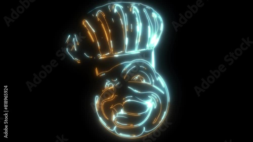 neon animation of face in chefs hat icon photo