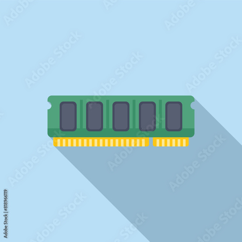 Flat design vector graphic of a ddr ram module, ideal for techrelated content