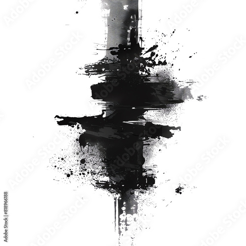 The black and white splashes on isolated white background. PNG.