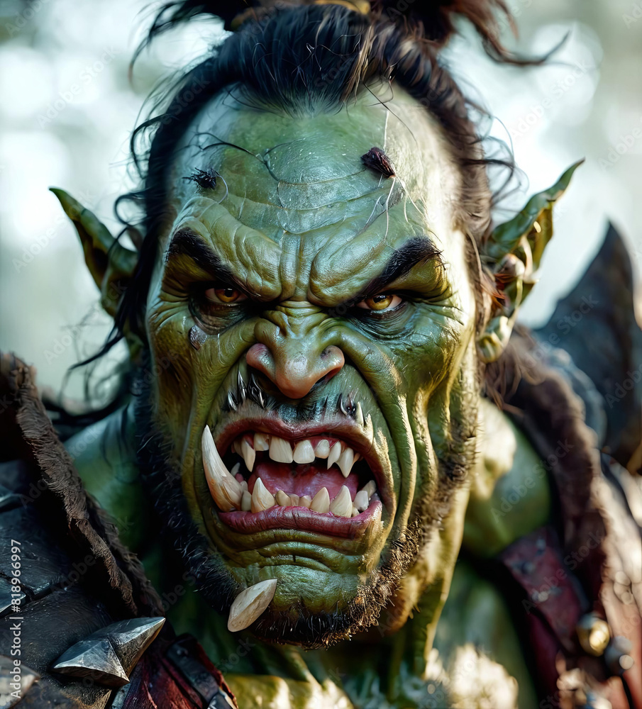 Dynamic DND Character Portrait: Elegant Half-Orc Druid Gen AI Dynamic DND Character Portrait: Elegant Half-Orc Druid Gen AI