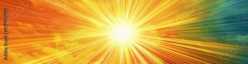 Radiant Sunburst Pattern Background In Summer Tones. With Copy Space, Abstract Background