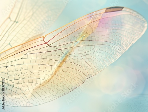 Detailed view of a shimmering dragonfly wing