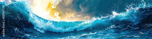 Swirling Ocean Waves Background In Vibrant Summer Colors. With Copy Space  Abstract Background