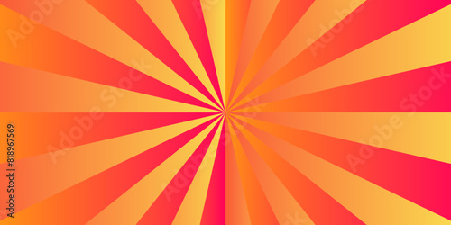 Modern abstract ray and sunburst light shine retro beam multicolor glow sunrise wallpaper pattern background. spiral creative stripes warm used for cartoon, banner adds and template.