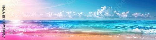 Wavy Lines And Bright Colors Reflecting A Summer Beach Day. With Copy Space  Abstract Background