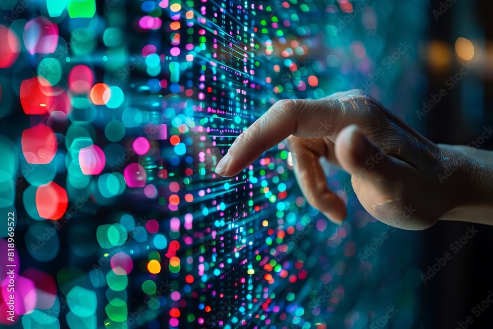 A Hand Makes Contact With A Rotating Data Stream A Hand Makes Contact With A Rotating Data Stream