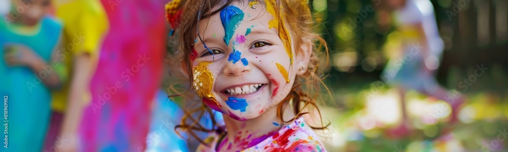 Young girl with paint all over her face Young girl with paint all over her face