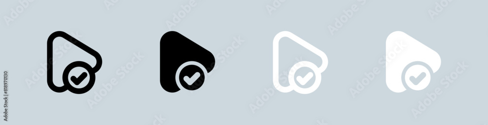 Play button icon set in black and white. Media player signs vector illustration. Play button icon set in black and white. Media player signs vector illustration.